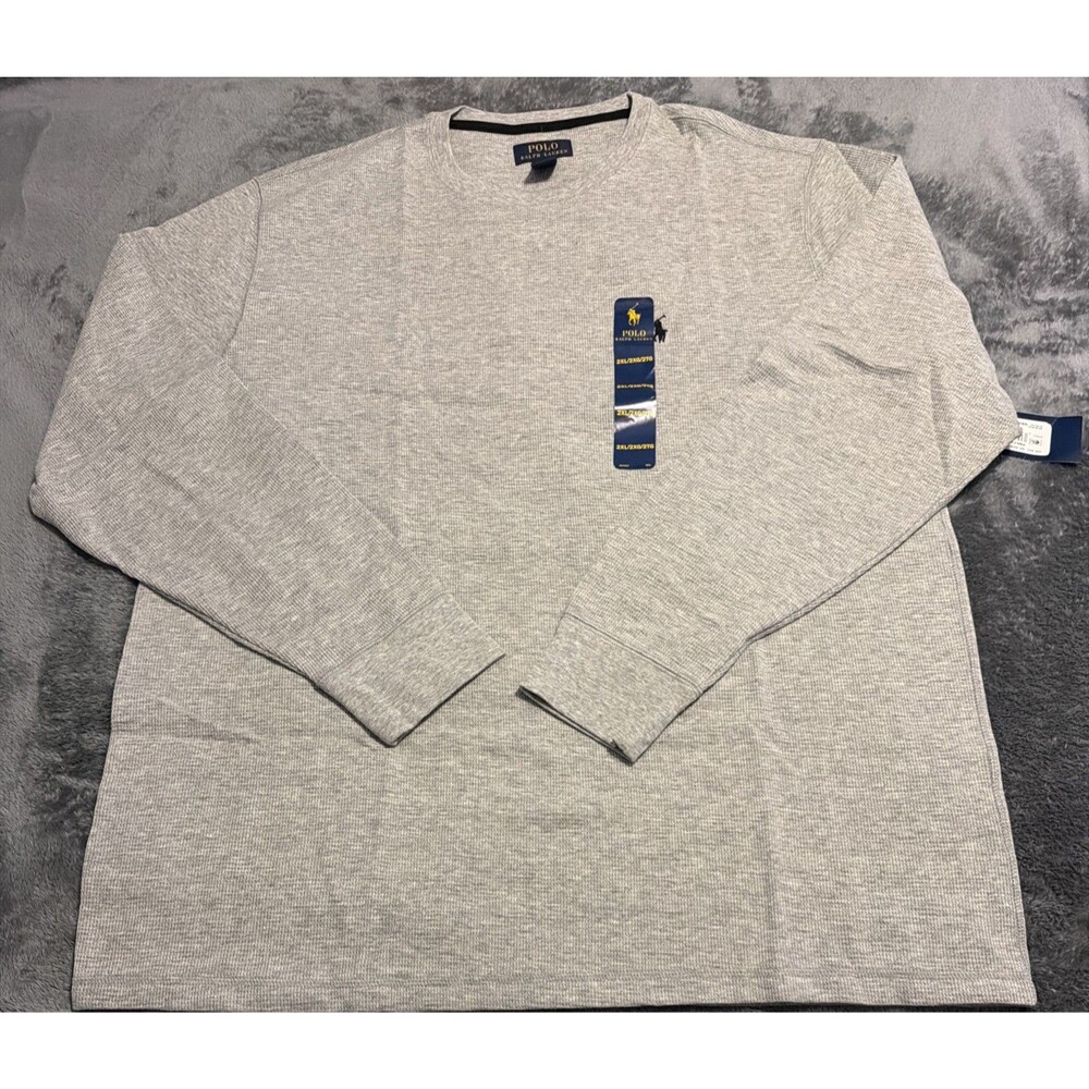 2XL Mens Polo Ralph Lauren Thermal Waffle Knit Long Sleeve Gray